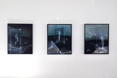 THREE STUDIES FOR FIGURES OF SURREAL LIFE - a Paint Artowrk by Lando Klemann