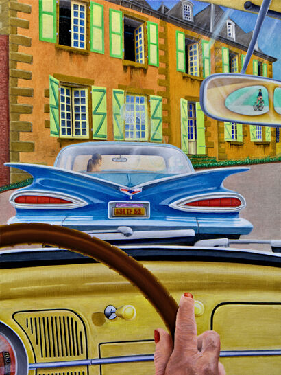 Beetle behind Impala - a Paint Artowrk by Andre Schoots