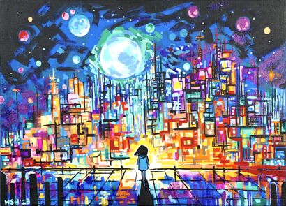 Message from an Angel – Amid the City’s Clamor - a Paint Artowrk by HsunArt
