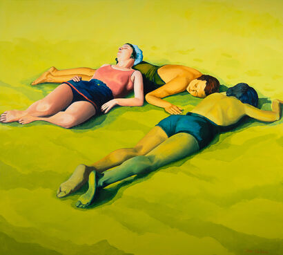 Beach Triangle 3 / Three Sleeping Figures - a Paint Artowrk by Jan Kubisa