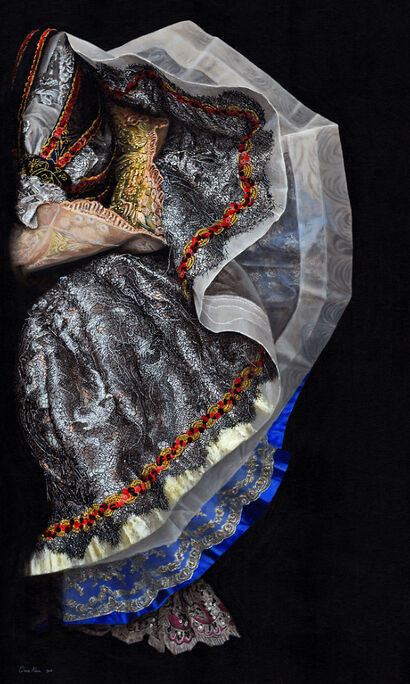Phantom of the Opera, Curl of lip, swirl of gown - A Paint Artwork by Chris Klein