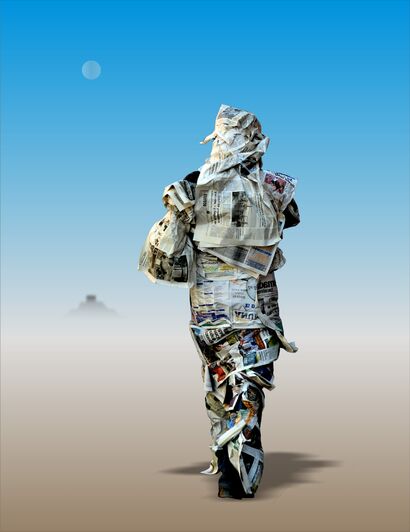Name Series: Children of Grandmother Moon. Name: Paper man - A Digital Graphics and Cartoon Artwork by Raúl López