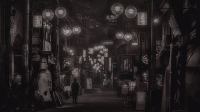 「Tenroku East Bar Street in Osaka」 - a Photographic Art Artowrk by Toyonari Fukuta