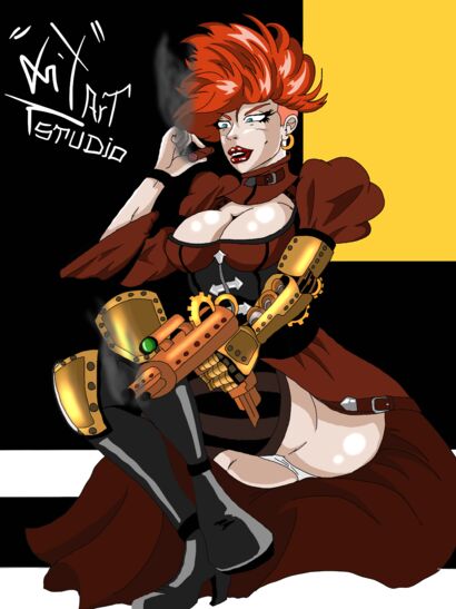 Steampunk Girl - A Digital Graphics and Cartoon Artwork by DviT_Art_Studio.