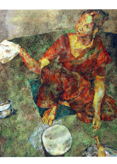 \'Roti Maker\' - a Paint Artowrk by Shalaka Shende