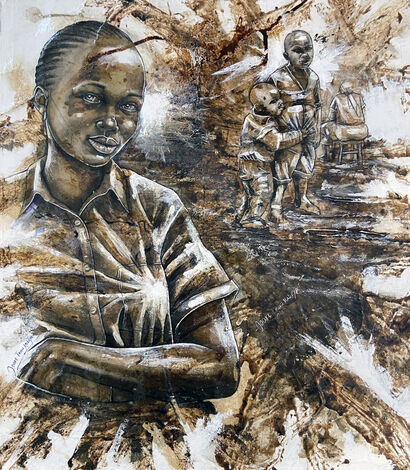 African Girls Education  - a Paint Artowrk by Joart Kabeya