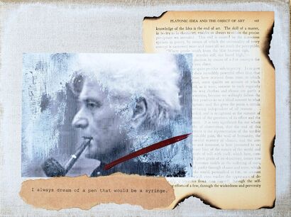 Philosophers of the Smoking Room - Jacques Derrida - Word Inoculation - A Paint Artwork by Cynthia Grow