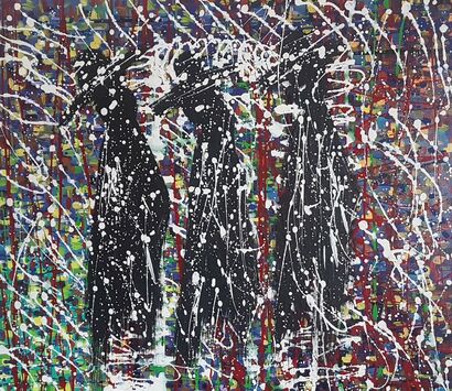 oameni in ploaie - A Paint Artwork by Rita Cristina Ghise