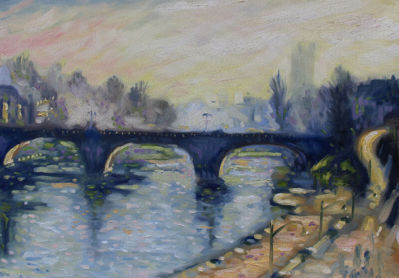 bridge Vittorio Emanuele II of Turin - a Paint by Pasquale Dominelli