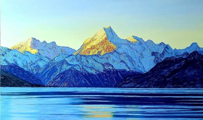Mt.Cook Glow in the Morning  - a Paint by Inga Butkute