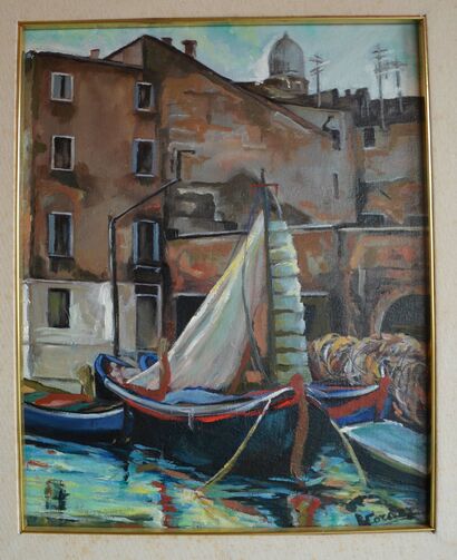 Barche a Chioggia - A Paint Artwork by R. CORDAZ