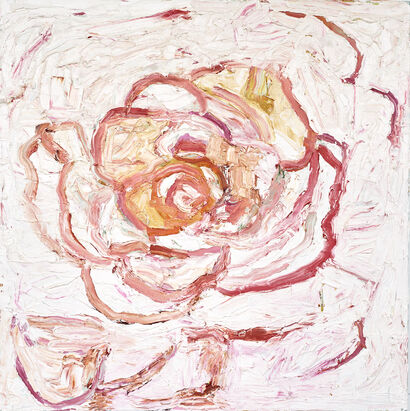 Disintegrating Camellia with Pink Aura #3 - a Paint Artowrk by Margaret Evangeline