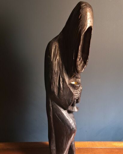 Chalice,silenced battlecry. - A Sculpture & Installation Artwork by Stephen costello bog oak sculpture 