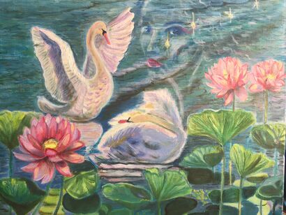 The swan's loyalty - A Paint Artwork by Elena Kabanova