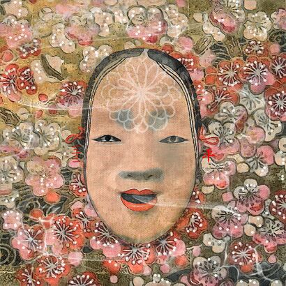 A series of five artworks: Breathtaking Masks One, Koomote, a Young Woman - a Digital Art Artowrk by Taira