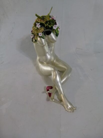 Young and flowers  - a Sculpture & Installation Artowrk by charles falarara charles