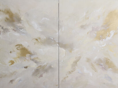 Cielo di Metallo diptych II - a Paint Artowrk by Gabriela Azar Rubagotti