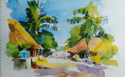 Village and other works - a Paint Artowrk by Tapan Moharana