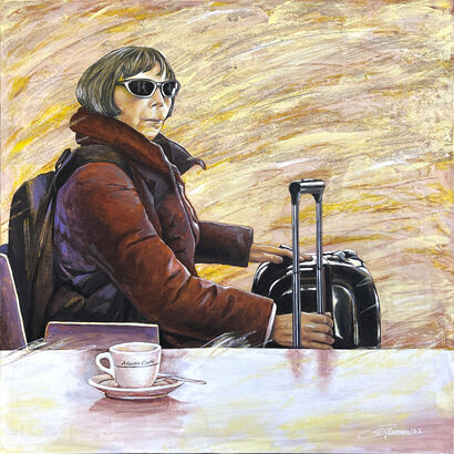 L\'attesa, all\'Atlantic Cafè - a Paint Artowrk by Guarnera
