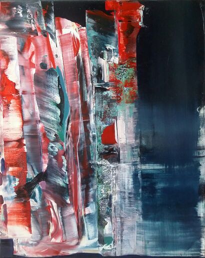 Edge of the forest in Red - a Paint Artowrk by Agnes Ennemoser