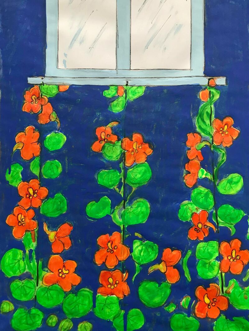 WINDOW WITH NASTURTIUM - a Paint by ELENA BUFTEA
