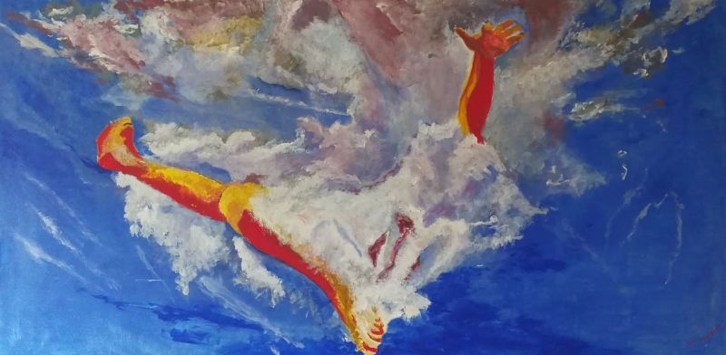 Fall of Ikarus - a Paintings by Konstantin Tselikas