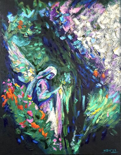 An Angel Praying in the Garden - a Paint Artowrk by HsunArt