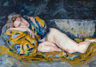 Woman in a shawl - a Paint Artowrk by Liza Petrova