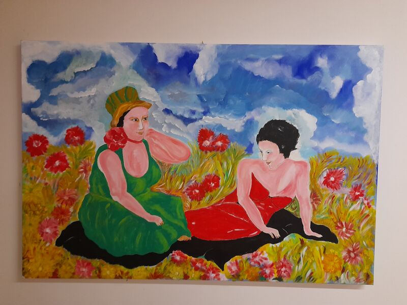 Due amiche sul prato fiorito - a Paint by Dario Vanin