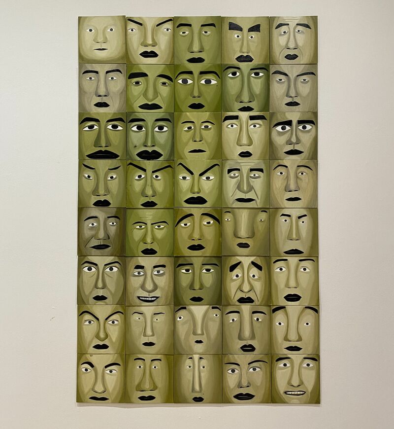 A wall of Faces - a Paint by Kyuin Baik
