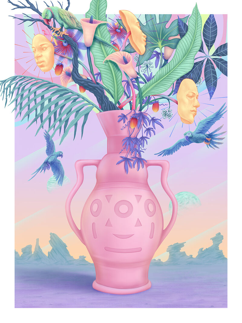 The Vase Of Faces - Jungle - a Digital Graphics and Cartoon by Ladislas