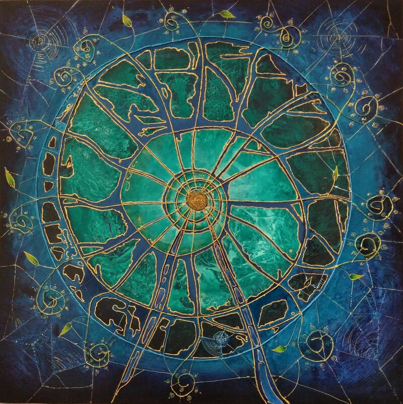 Spiral Ferris Weel of 5D Light. - a Paint by Newton  Rocha