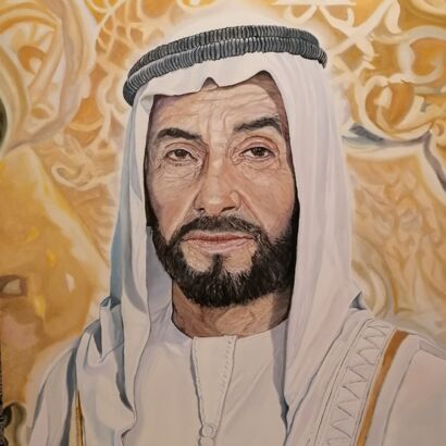 Son Altesse Cheikh Zayed ben Sultan al Nahyan  - a Paint Artowrk by Isabelle Garcia
