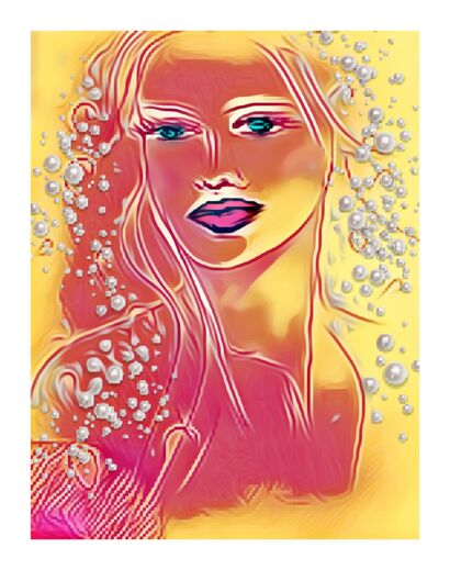 Ritratto donna colori giallo arancio - a Digital Art Artowrk by Anto