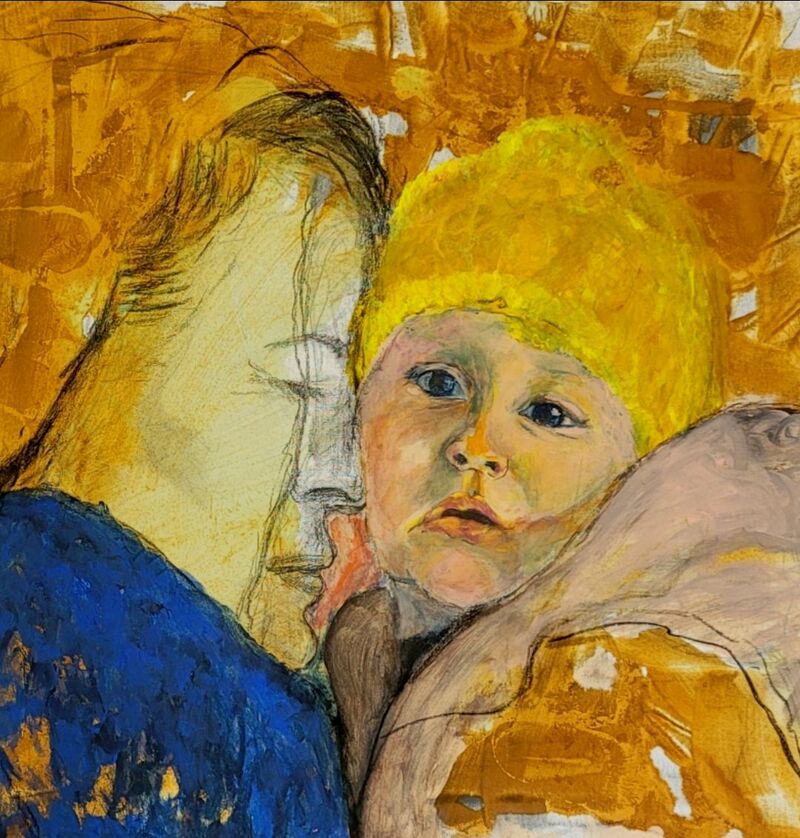 Mutter und Kind-Ukraine,  mother and child-Ukraine - a Paint by Karin Göppert