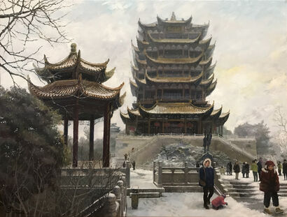 Yellow Crane Tower in Winter, Wuhan - a Paint Artowrk by Juliana Chan