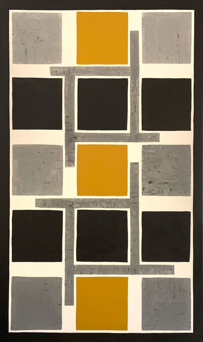 Composition 2 Grey Black Ocre - A Paint Artwork by Tanja Skytte