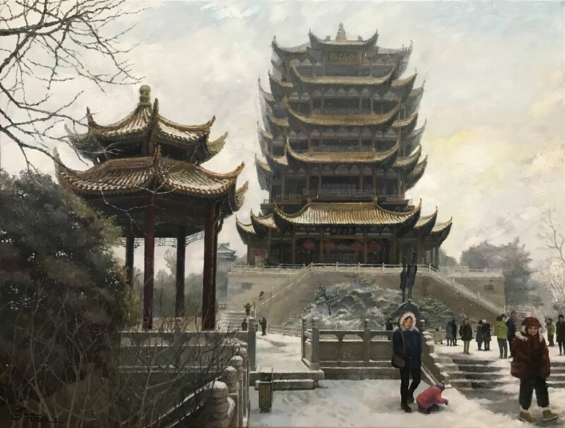 Yellow Crane Tower in Winter, Wuhan - a Paint by Juliana Chan