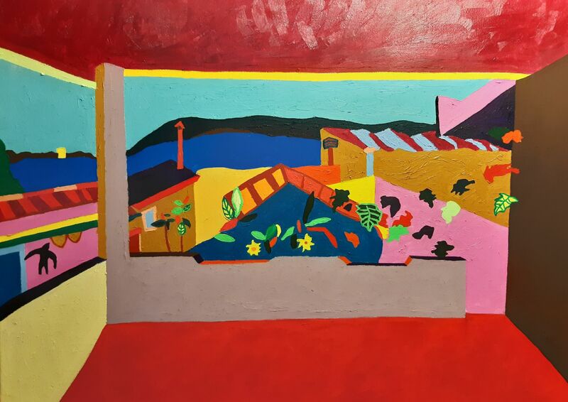 Cabras dal terrazzo di Giona - a Paint by Roberto Aere