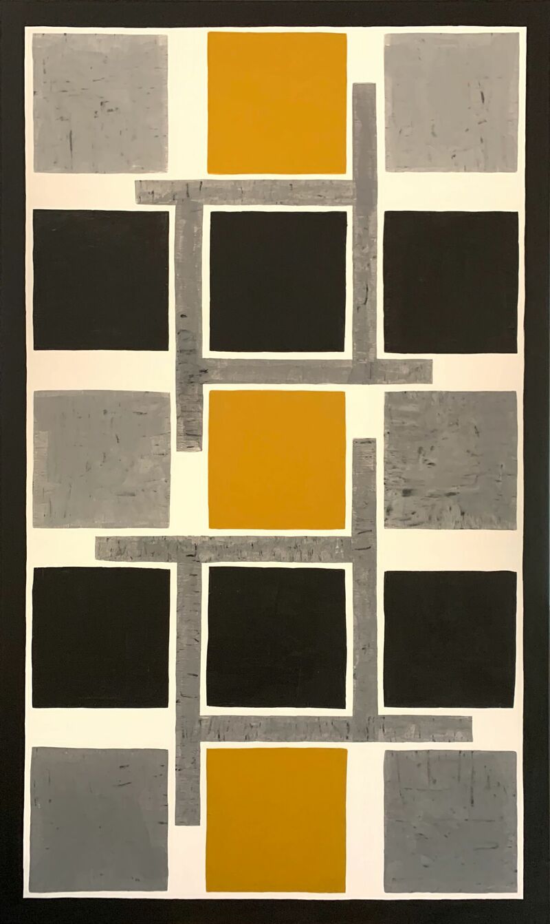 Composition 2 Grey Black Ocre - a Paint by Tanja Skytte