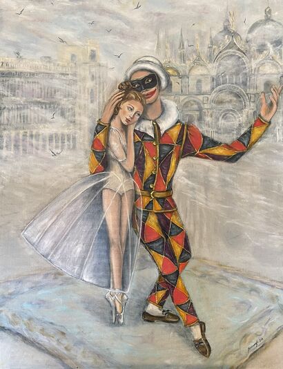 Arlecchino e Colombina - A Paint Artwork by Tatiana Maksimova 