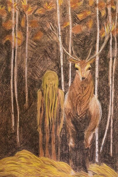 Stag and Keeper - A Paint Artwork by Mons Jorgensen