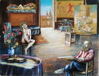 L\'atelier dell\'artista - a Paint Artowrk by Guido Irosa
