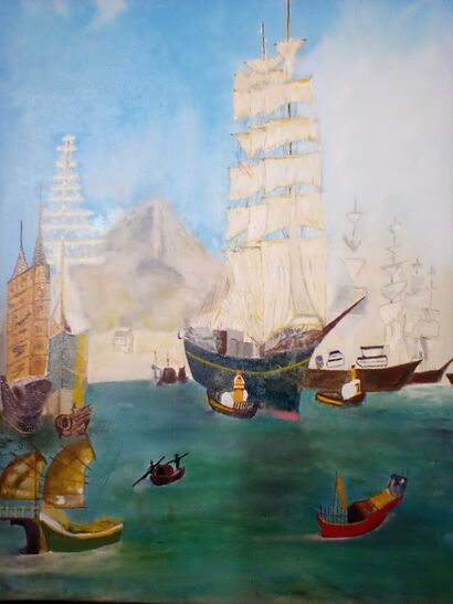 Tall Ships In Chinese Waters - A Paint Artwork by Eric Cannell