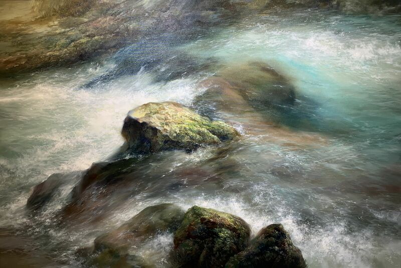 Rocks in a clean Mountain Creek - a Paintings by Tatiana Shitikova
