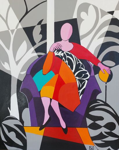 Seated woman - a Paint Artowrk by Merk