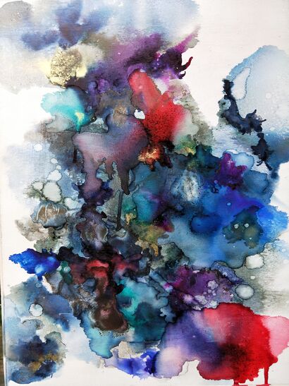 Rush - Alcohol ink on woodboard - a Paint Artowrk by Stephanie Reynolds