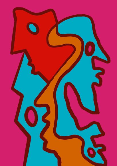 Totem I - Merging Faces - a Paint Artowrk by Zonymo