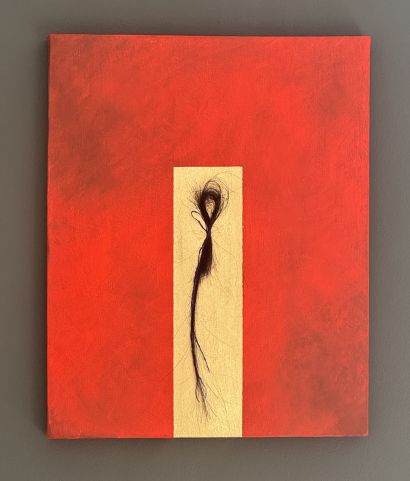 Desafío en rojo Ç(María Magdalena) - a Paintings Artwork by Marta Moore