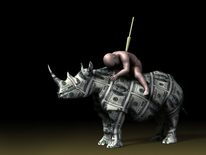 Bambino su rhino. - a Digital Graphics and Cartoon Artowrk by Salvatore Lucisano
